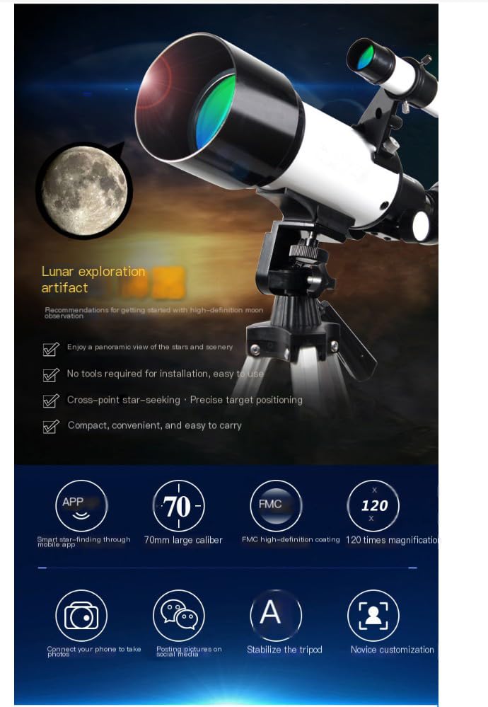 Kids & Adults Astronomical Telescope - German Technology Refractor Telescope with Smartphone Adapter & Tripod - Perfect for Stargazing, Bird Watching, and Outdoor Exploration