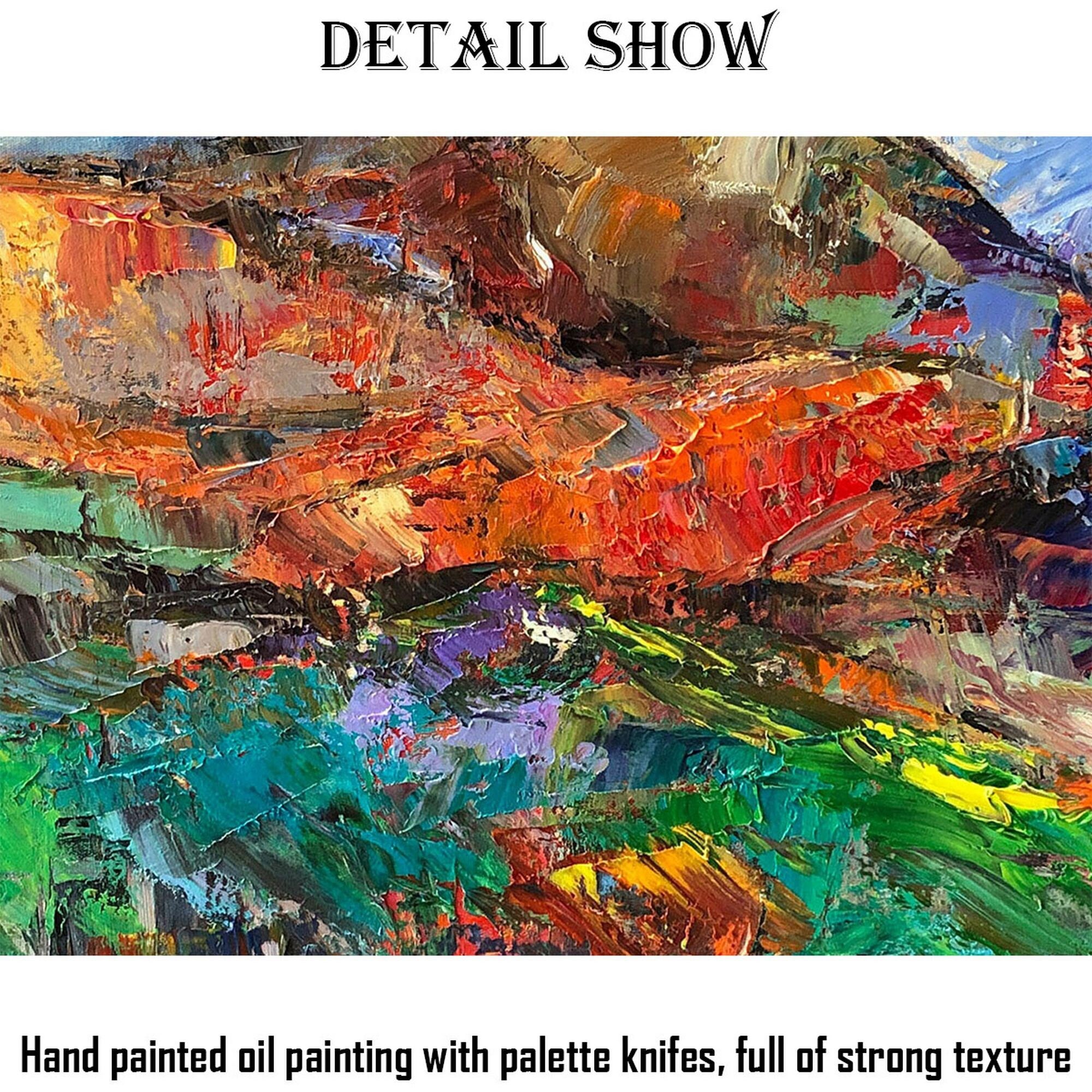 Original Abstract Landscape Oil Painting on Canvas - Handmade Large Wall Art for Living Room, Bedroom & Office Decor