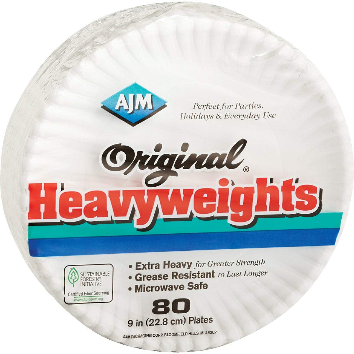 Heavyweight White Paper Plates by A J M Packaging Corp - Durable Disposable Plates for Parties, Picnics, and Catering Events