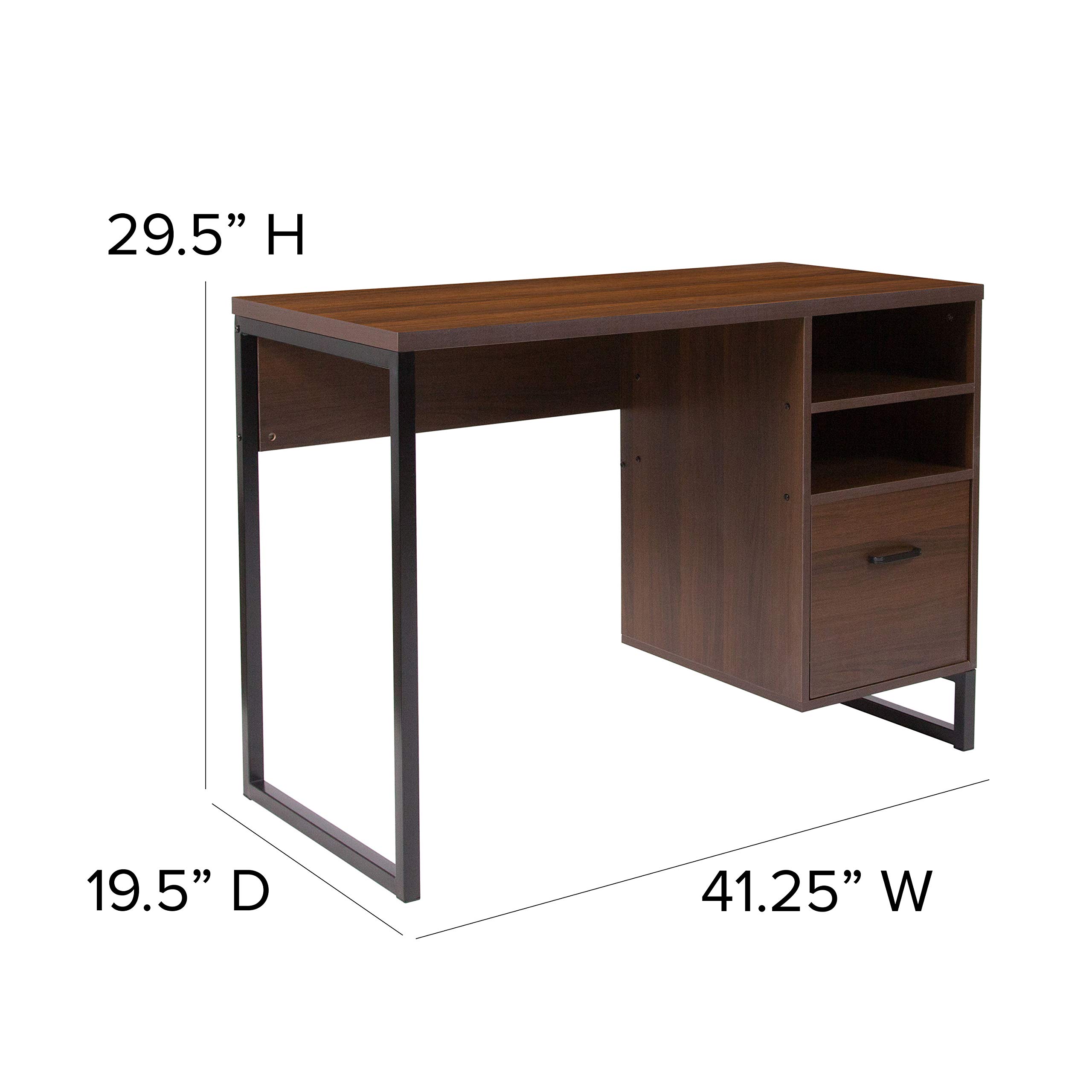 Rustic Wood Grain Coffee Computer Desk with Sturdy Metal Frame - Perfect for Home Office, Gaming & Workspace Setup