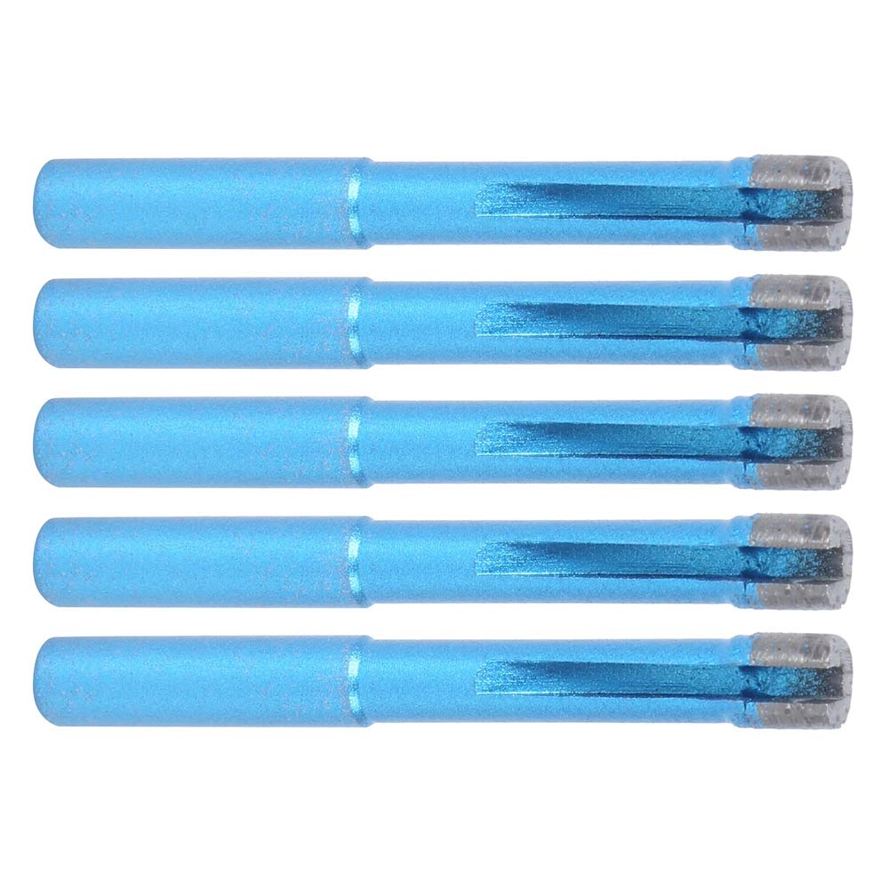 5PCs Diamond Drill Bit Set - 8mm Blue Diamond Core Drill Bits for Granite, Ceramic Tiles & Concrete - Perfect for DIY Home Renovation, Tile Installation & Masonry Work