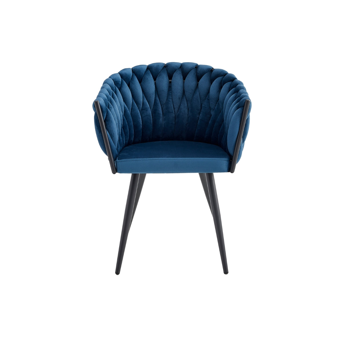 Blue Velvet Braided Arm Chair Set of 2 – Modern Contemporary Accent Chairs for Living Room, Bedroom & Office Decor