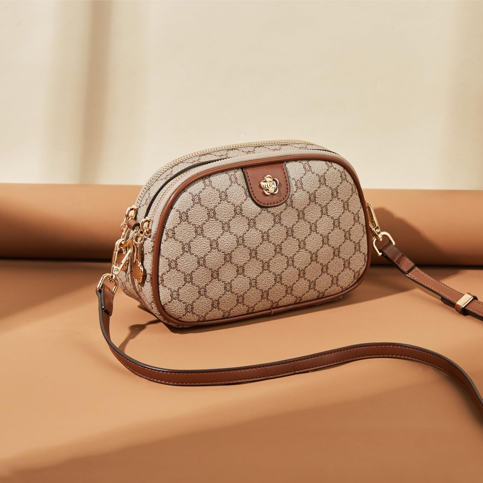 Vegan Leather Small Crossbody Bag for Women - PVC Checkered Shoulder Purse with Phone Pocket | Fashionable Sling Bag for Daily Use, Travel & Shopping