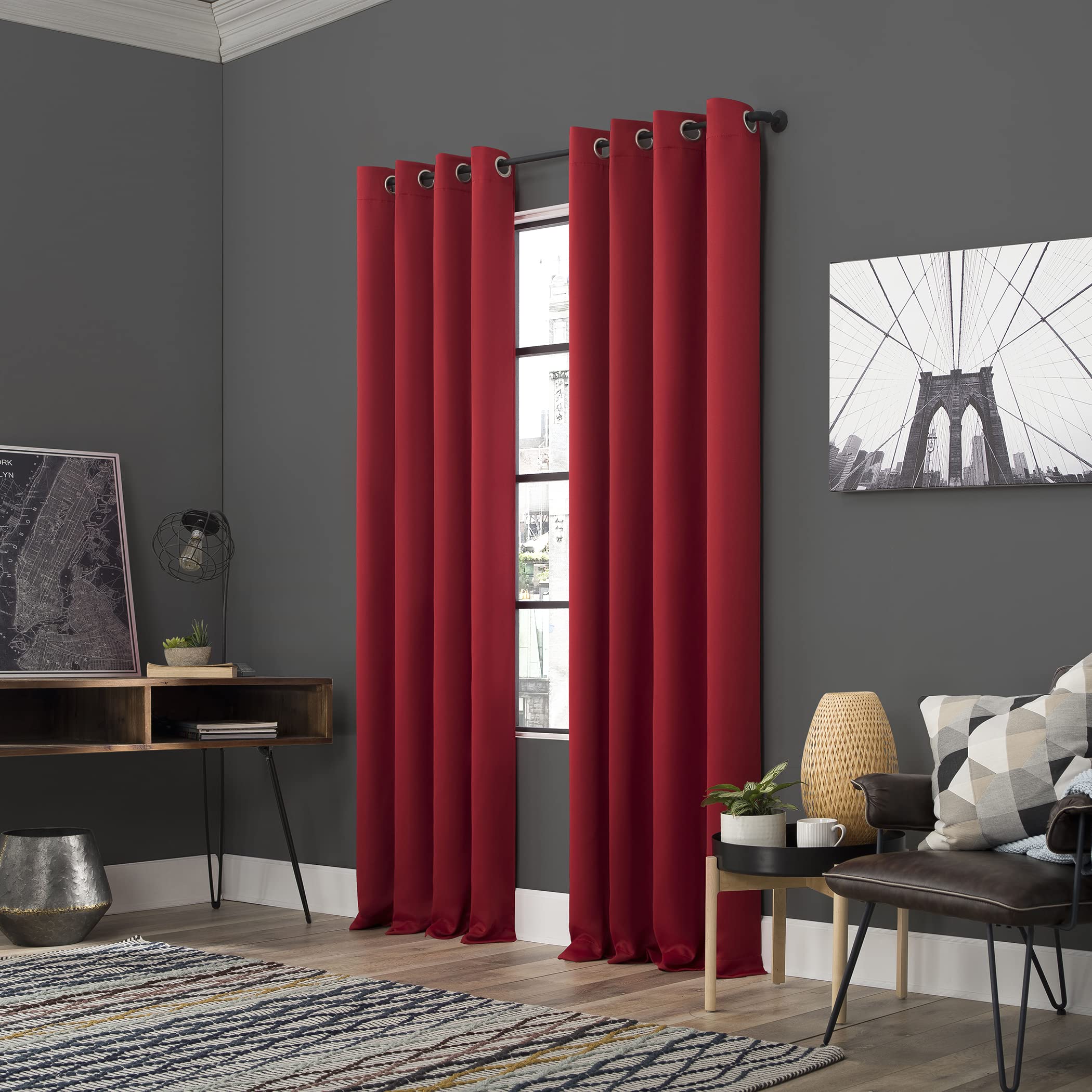 Sun Zero Soho 2-Pack Blackout Energy Efficient Grommet Curtain Panels, 54