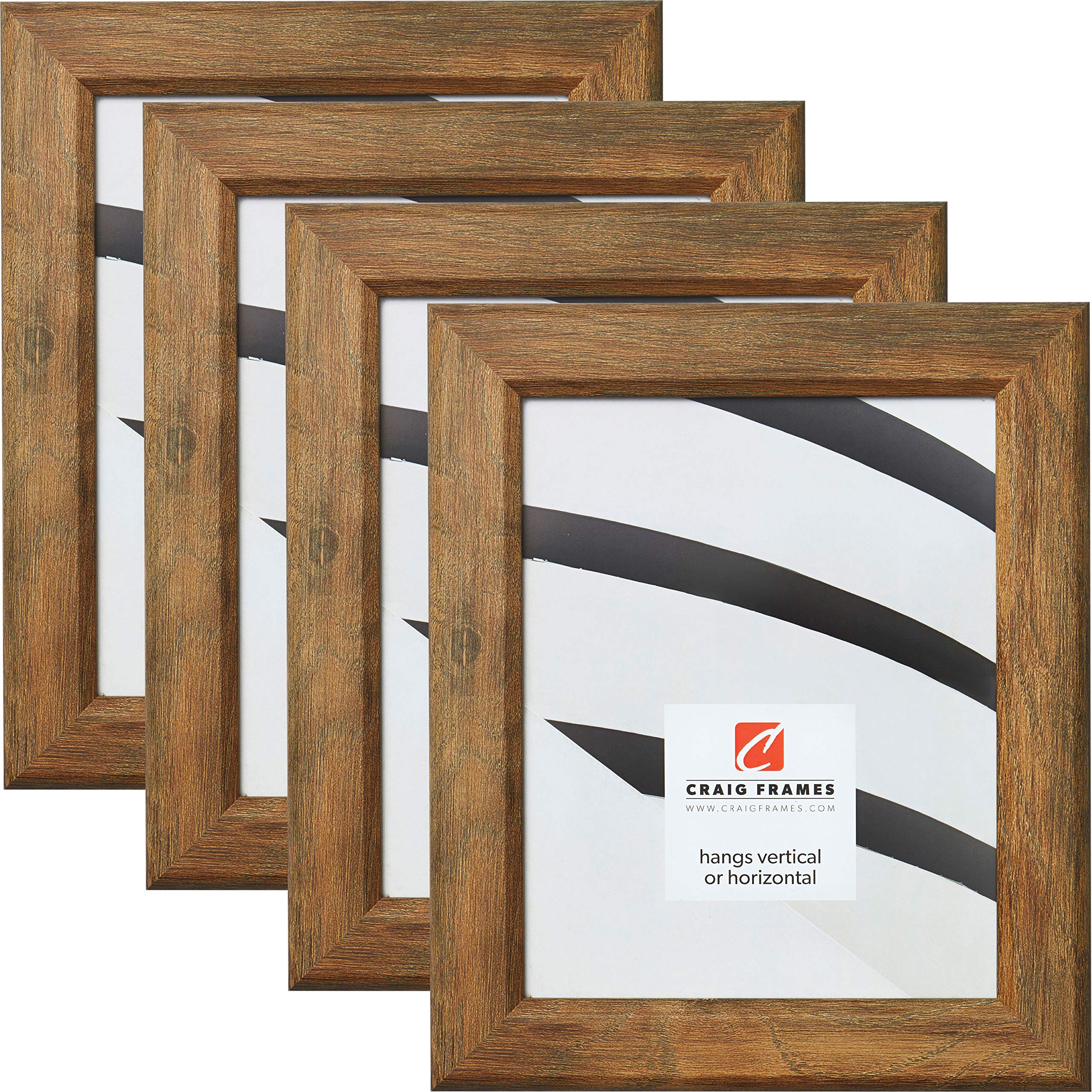 Craig Frames 8.5 x 11 Inch Picture Frame Set of 4 - Rustic Brown Barnwood Style for Wall Decor, Photos, Artwork | Perfect for Living Room, Bedroom, Office & Home Decor