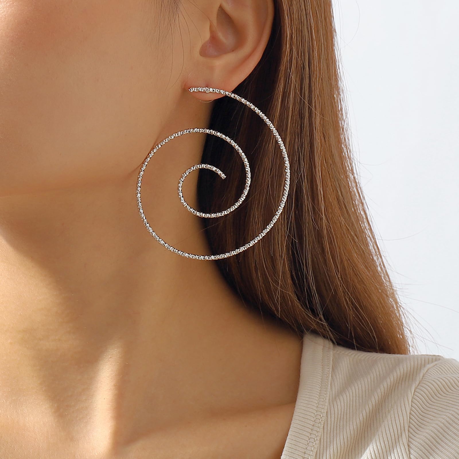 Trendy Chunky Gold Spiral Earrings for Women - Vintage Geometric Stud Statement Jewelry - Perfect for Parties, Weddings & Everyday Elegance