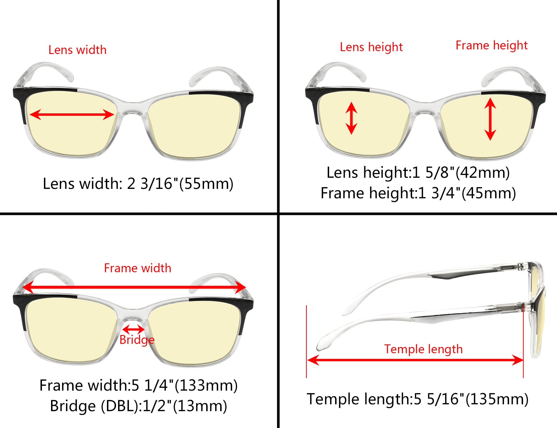 Eyekepper Blue Light Blocking Glasses for Women - 5-Pack Fashion Computer & Reading Glasses with Yellow Tinted Lenses (+1.50 Strength) - Reduce Eye Strain for Office Work, Gaming & Screen Time