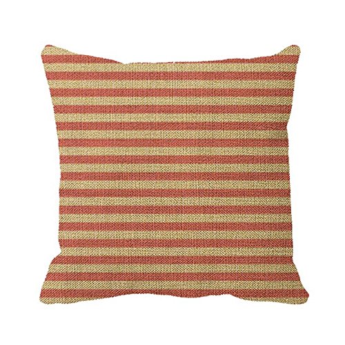 July Burlap Pillowcase with Red Stripe - Soft Decorative Pillow Cover for Bedroom, Couch & Sofa - Perfect for Farmhouse Decor, Seasonal Home Accents and Cozy Living Room Styling