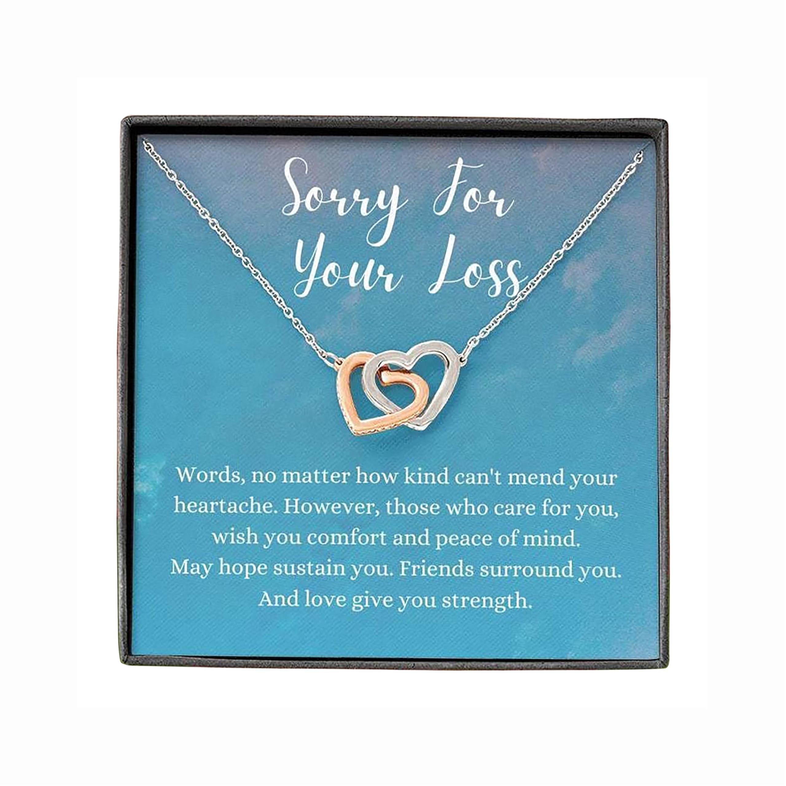 Handmade Interlocking Hearts Necklace - Personalized Memorial Gift for Loss of Spouse (White & Gold) - Perfect for Grieving & Remembrance