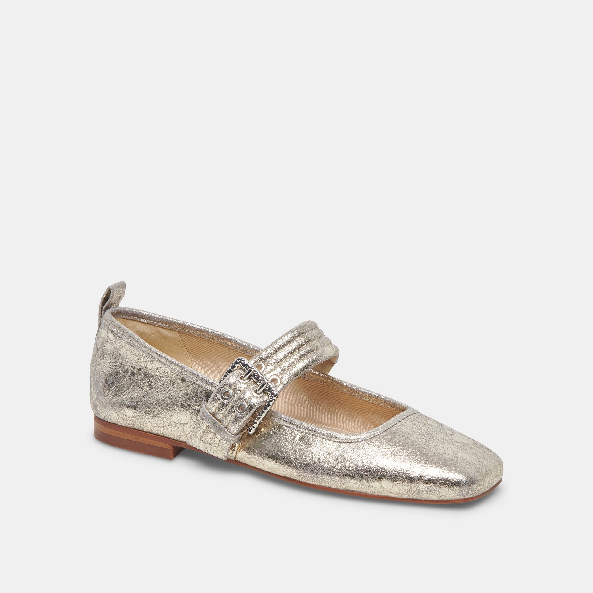 Arora Platinum Distressed Leather Ballet Flats for Women - Comfortable & Stylish Slip-On Shoes for Casual Wear, Office, and Travel
