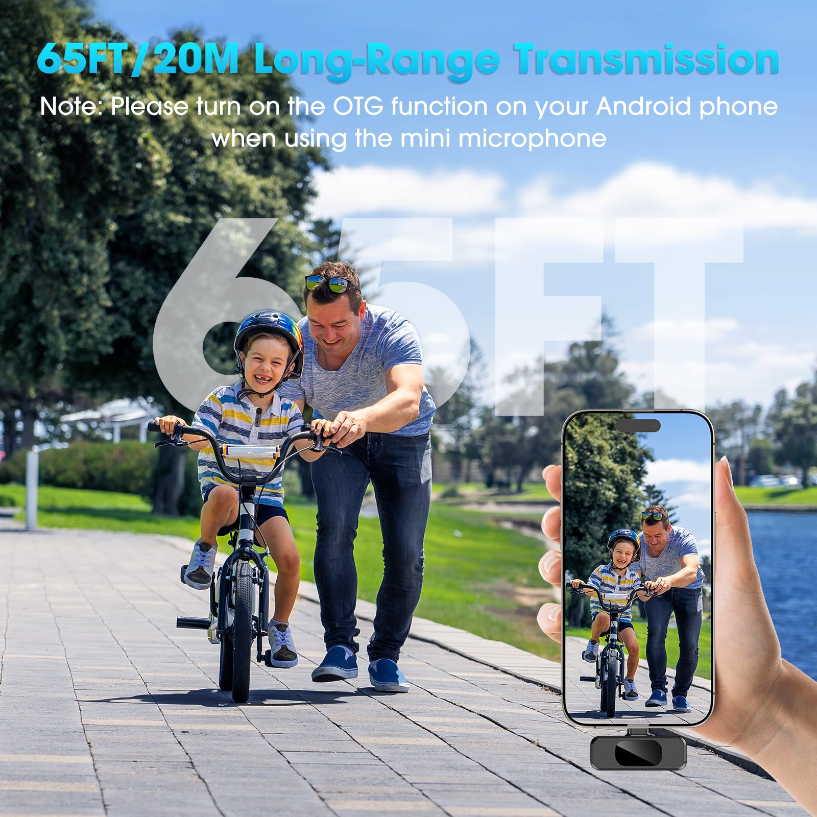 USB C Wireless Lavalier Mic for iPhone 15/Android/PC - Noise Cancelling Lapel Mic for Streaming & Videos