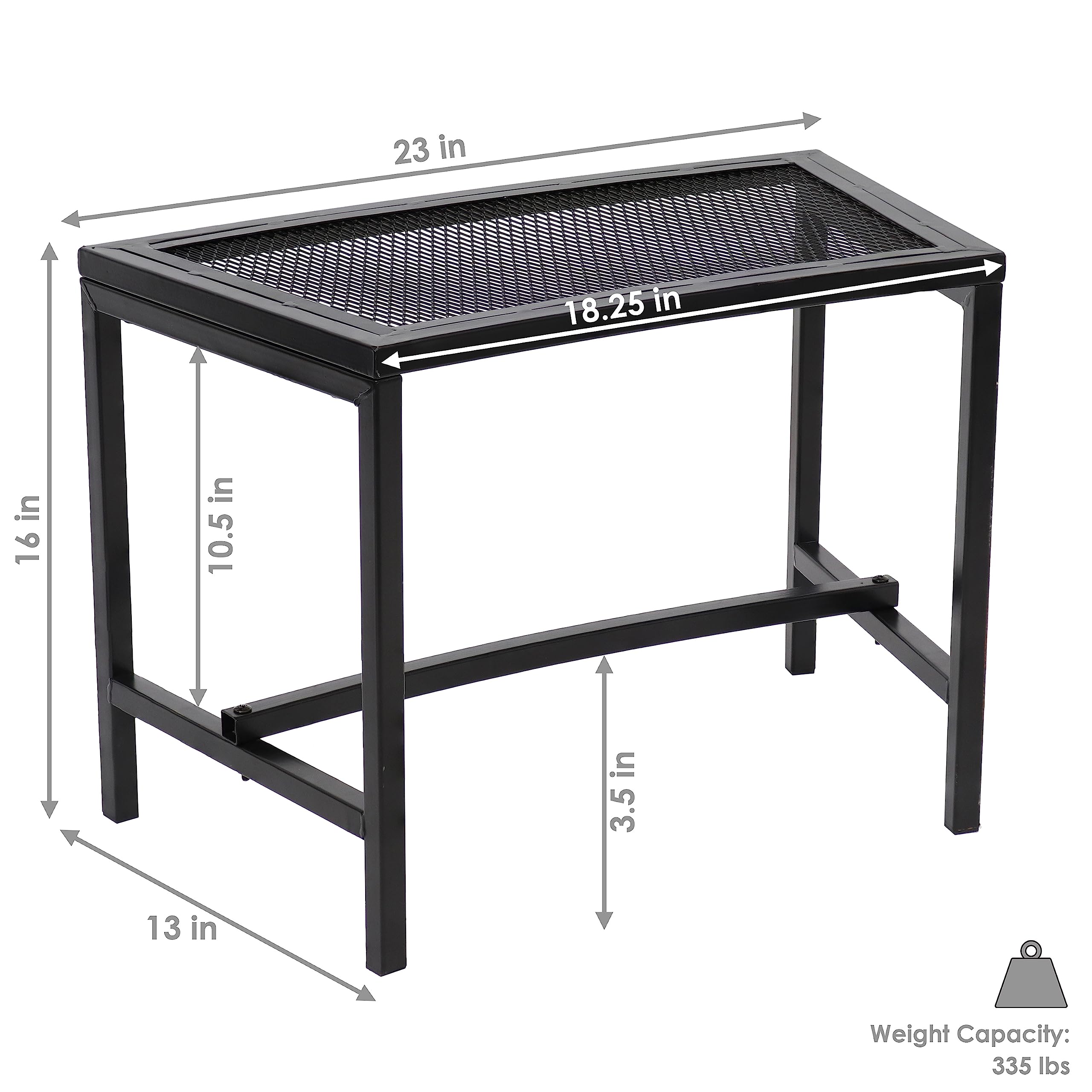 Sunnydaze Outdoor 4-Piece Black Powder-Coated Metal Fire Pit Bench Set - Curved Backless Mesh Design for Patio, Garden & Backyard Relaxation