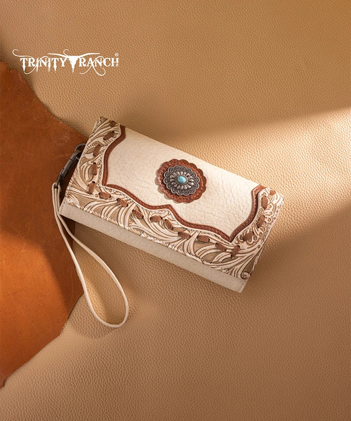Trinity Ranch Floral Tooled Concealed Carry Tote Bag Set - Stylish Leather Purse with Hidden Gun Compartment for Women | Perfect for Everyday Carry, Travel & Outdoor Adventures