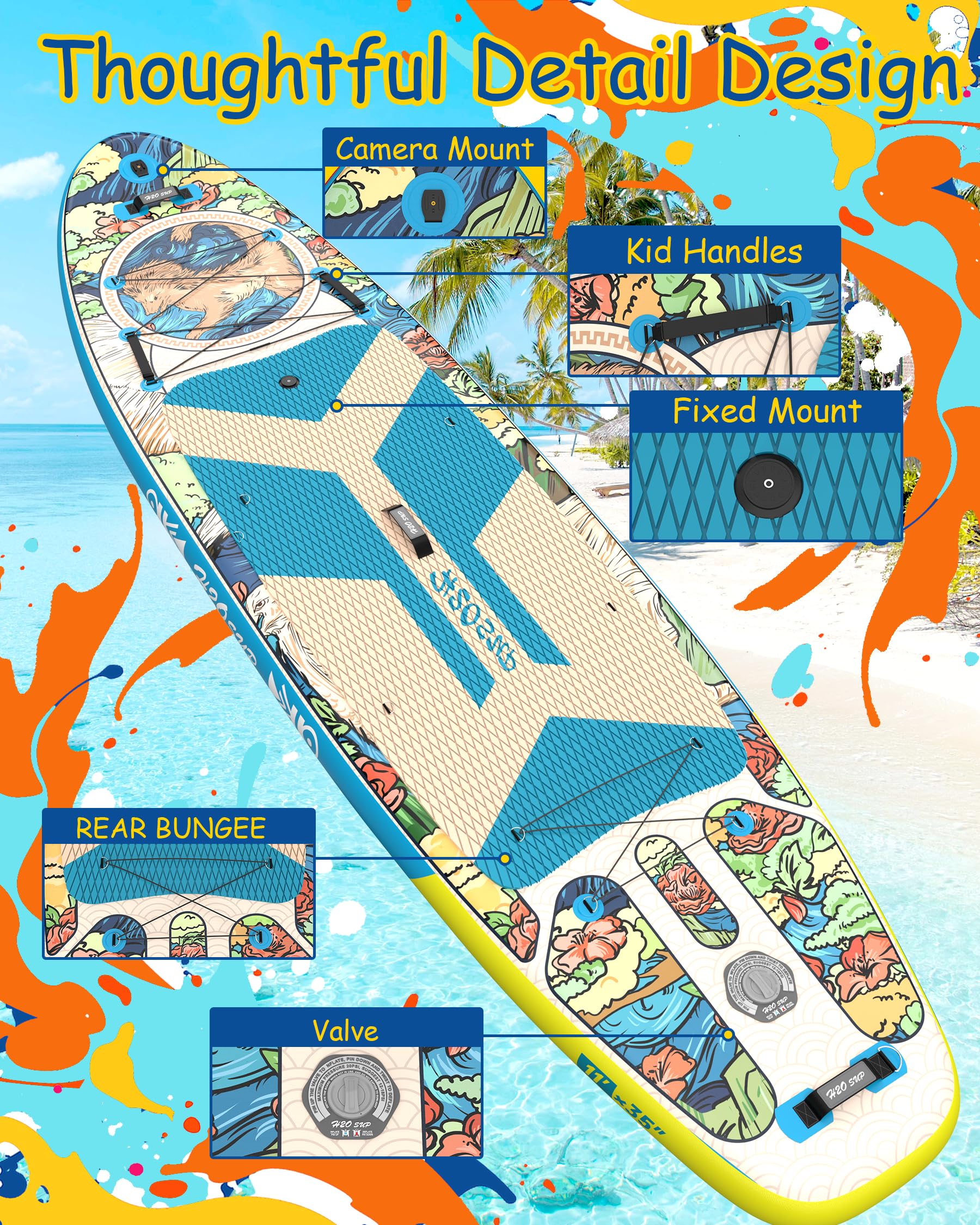 H2OSUP Inflatable Stand Up Paddle Board - Wide Stable Design for Adults with Premium SUP Accessories | Perfect for Fishing, Yoga & Water Exploration