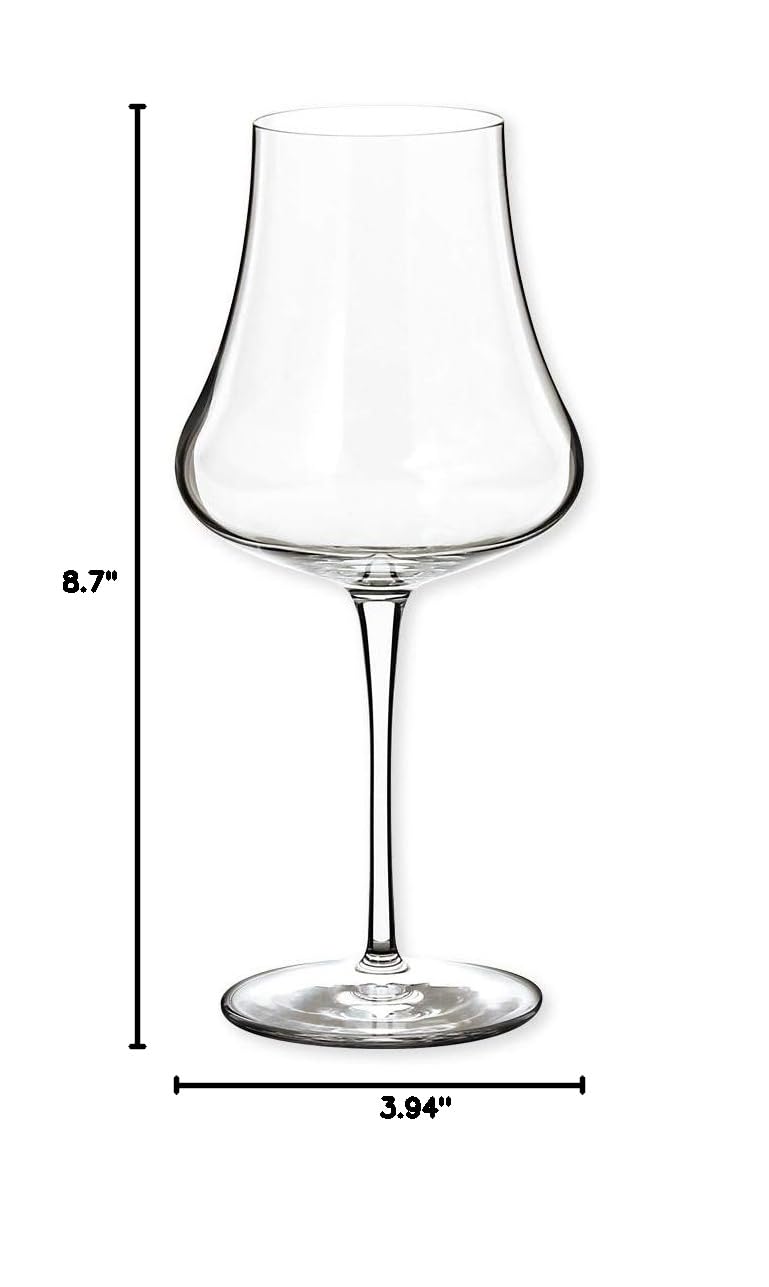 Luigi Bormioli Tentazioni 16 oz Chardonnay White Wine Glasses, Set of 6 - Elegant Stemware for Dinner Parties, Weddings & Fine Dining