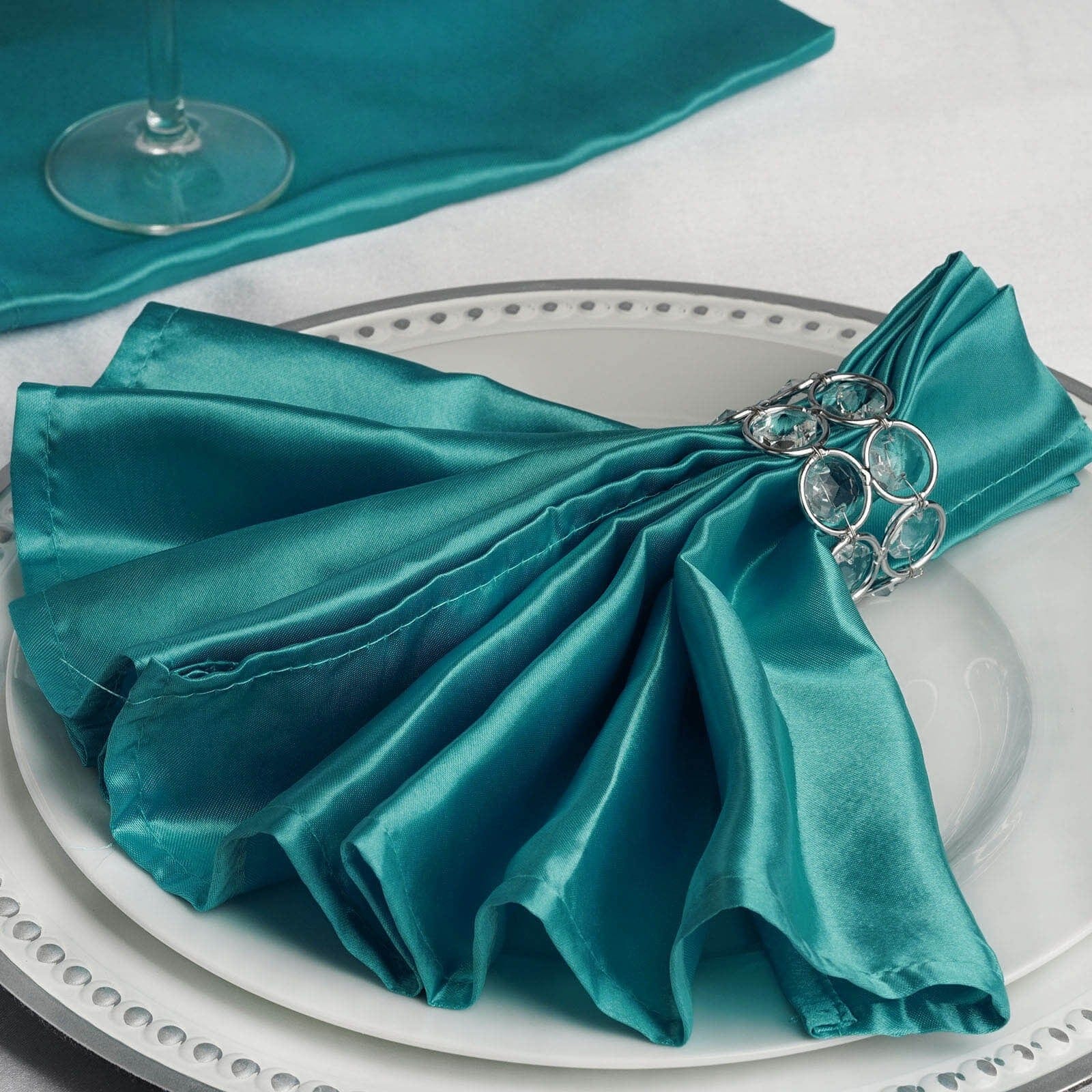 5 Pack 20x20 Inch Premium Satin Dinner Napkins - Elegant Formal Dining, Wedding, Party & Holiday Table Setting Accessories
