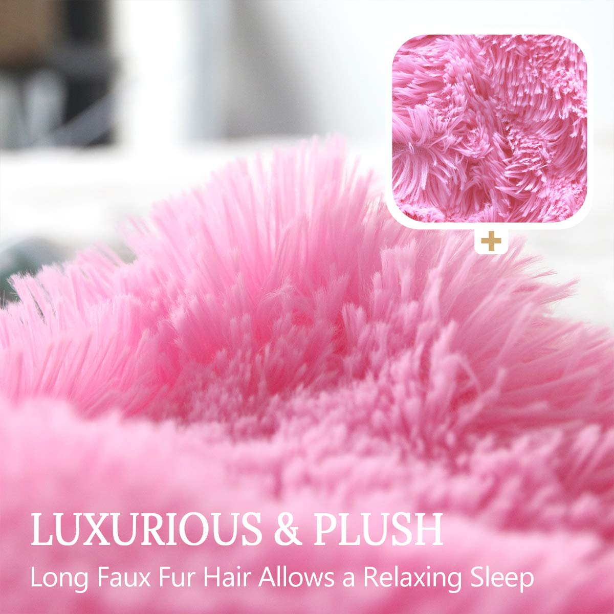Sleepwish 20x54 Inch Fluffy Sherpa Body Pillow Cover with Zipper Closure - Soft Long Pillow Case for Adults & Pregnancy Support (Pink) - Perfect for Bed, Couch & Travel Comfort