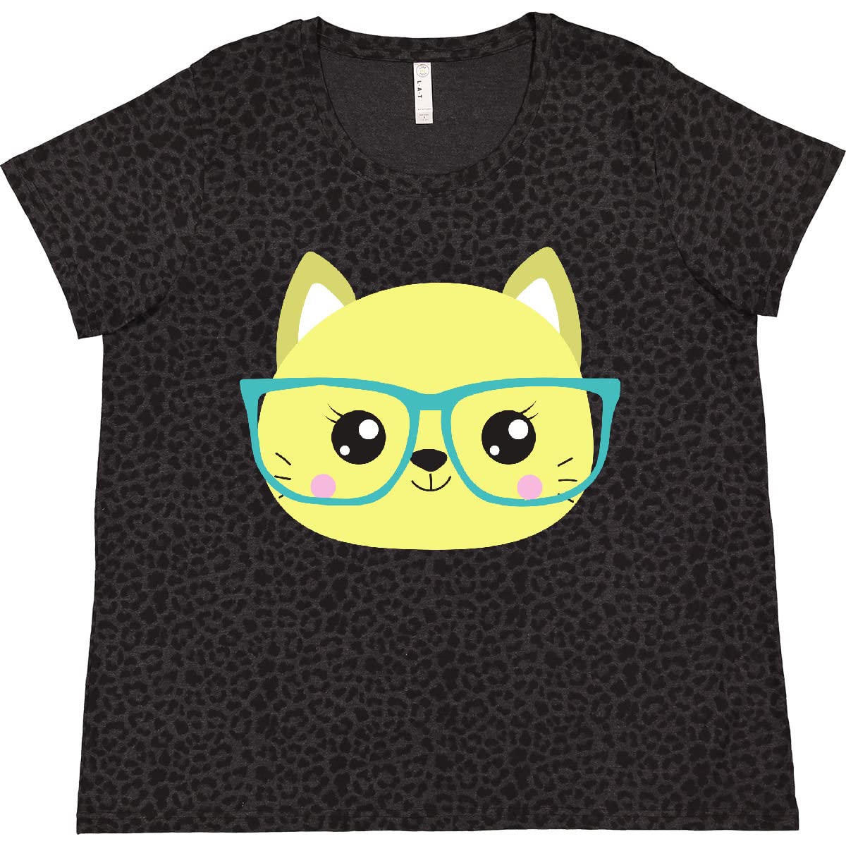 Hipster Cat with Glasses Cute Graphic Print Women's Plus Size T-Shirt - Perfect for Casual Wear, Cat Lover Outfits & Funny Gift Ideas