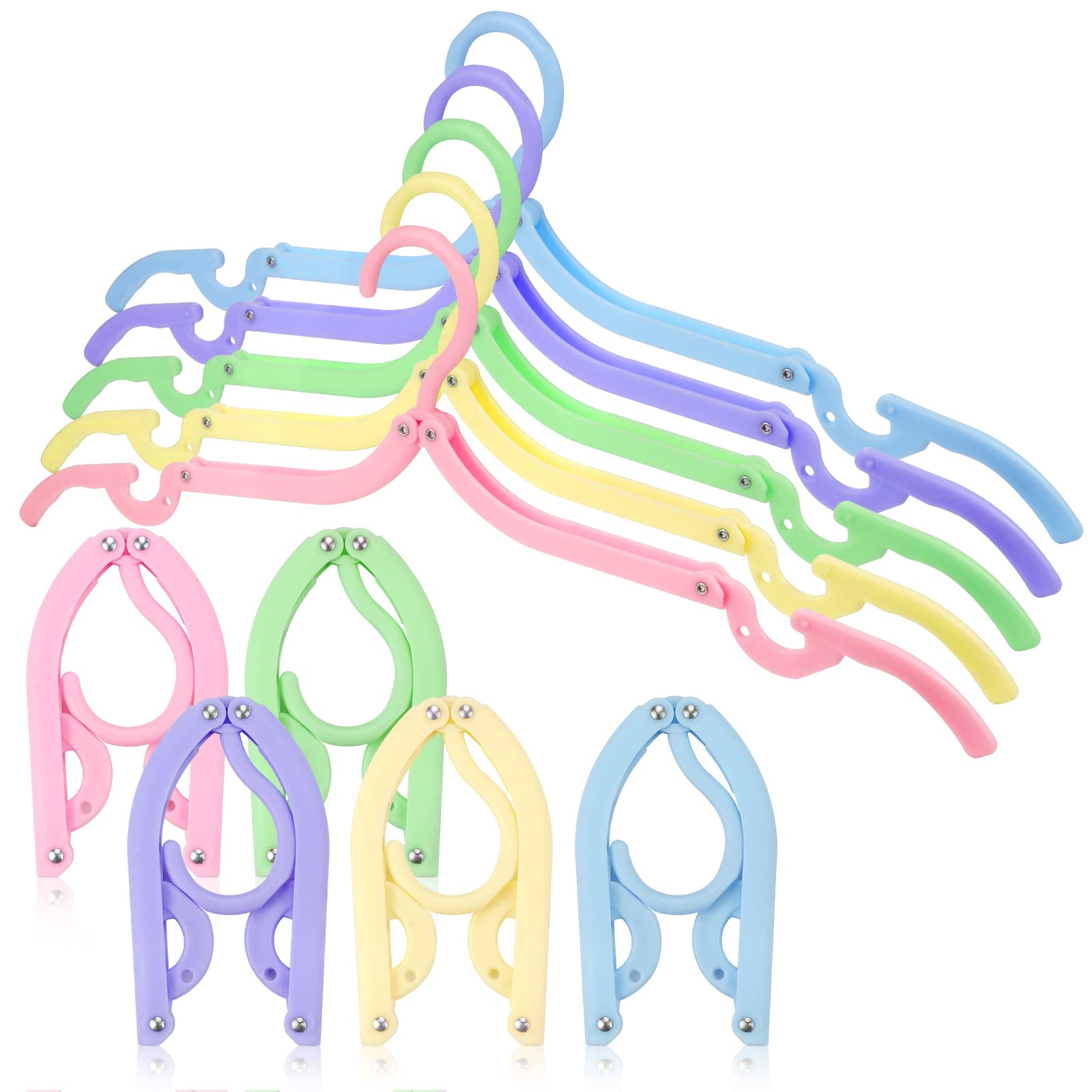 20 Pack Portable Folding Clothes Hangers - Space Saving Travel Hangers for Suitcase, Lightweight Drying Rack for Hotel, Camping & Vacation (5 Color Options)