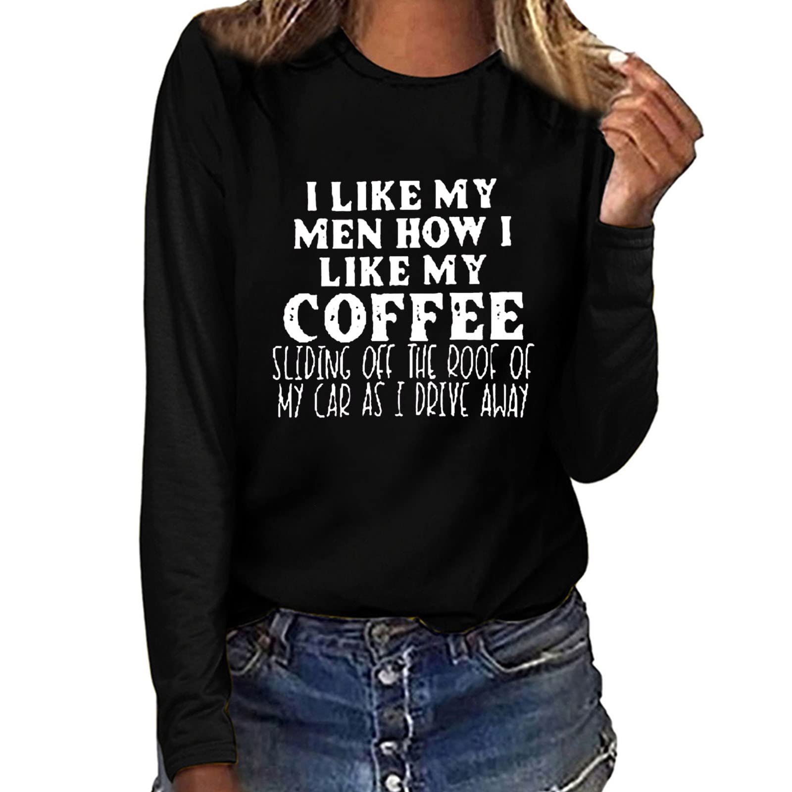 Women's Casual Crewneck Sweatshirt - Short & Long Sleeve Tops for Women | Comfortable Workout Shirt & Everyday Wear | Perfect for Gym, Yoga, Office and Weekend Outfits (Black)