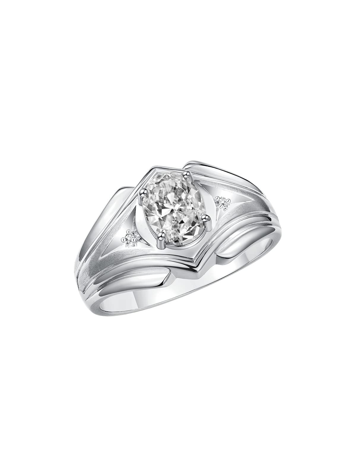Rylos Men's Sterling Silver Rings - Classic 9X7MM Oval Gemstone & Diamond Ring with Birthstone Options (Sizes 8-13) | Perfect for Weddings, Anniversaries & Gifts