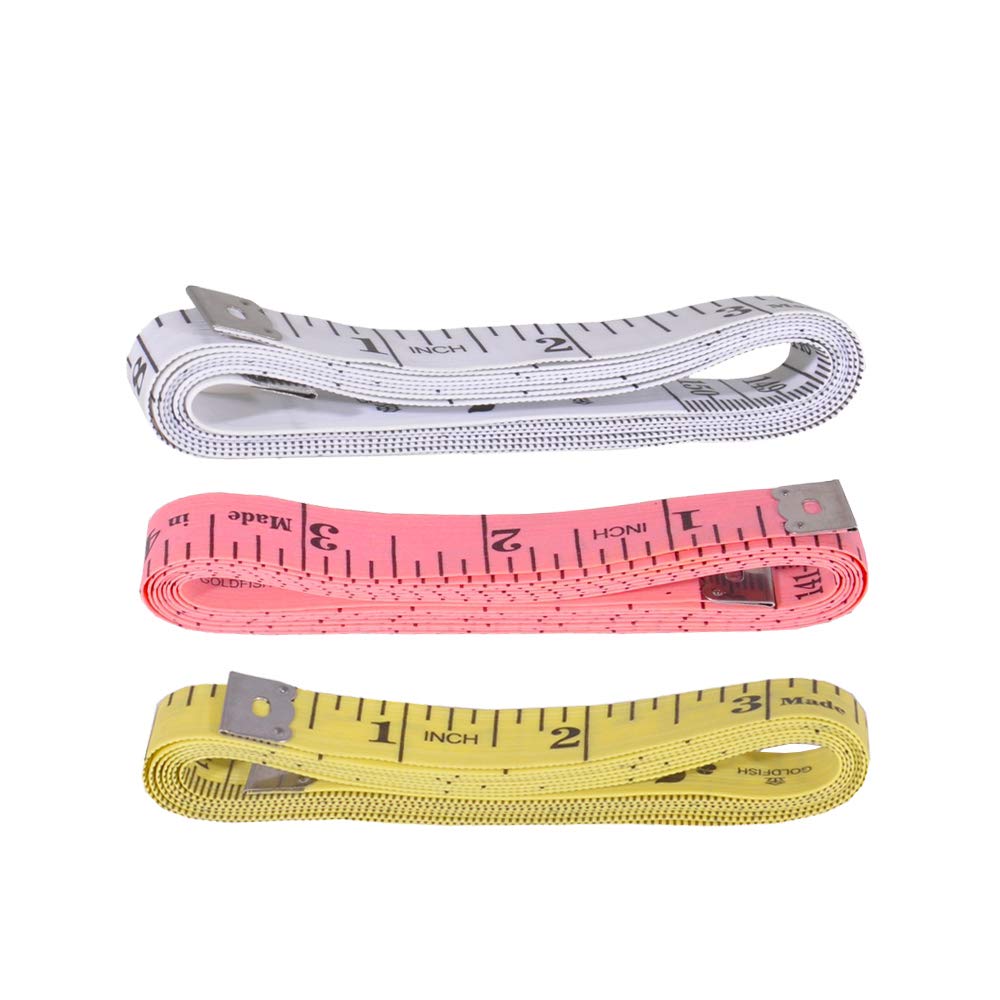 3-Pack Double Scale Measuring Tape Set - 60 Inch/150 cm for Sewing, Tailoring, Body Measurements & Medical Use (White, Pink, Yellow) | Perfect for DIY Crafts, Dressmaking & Fitness Tracking