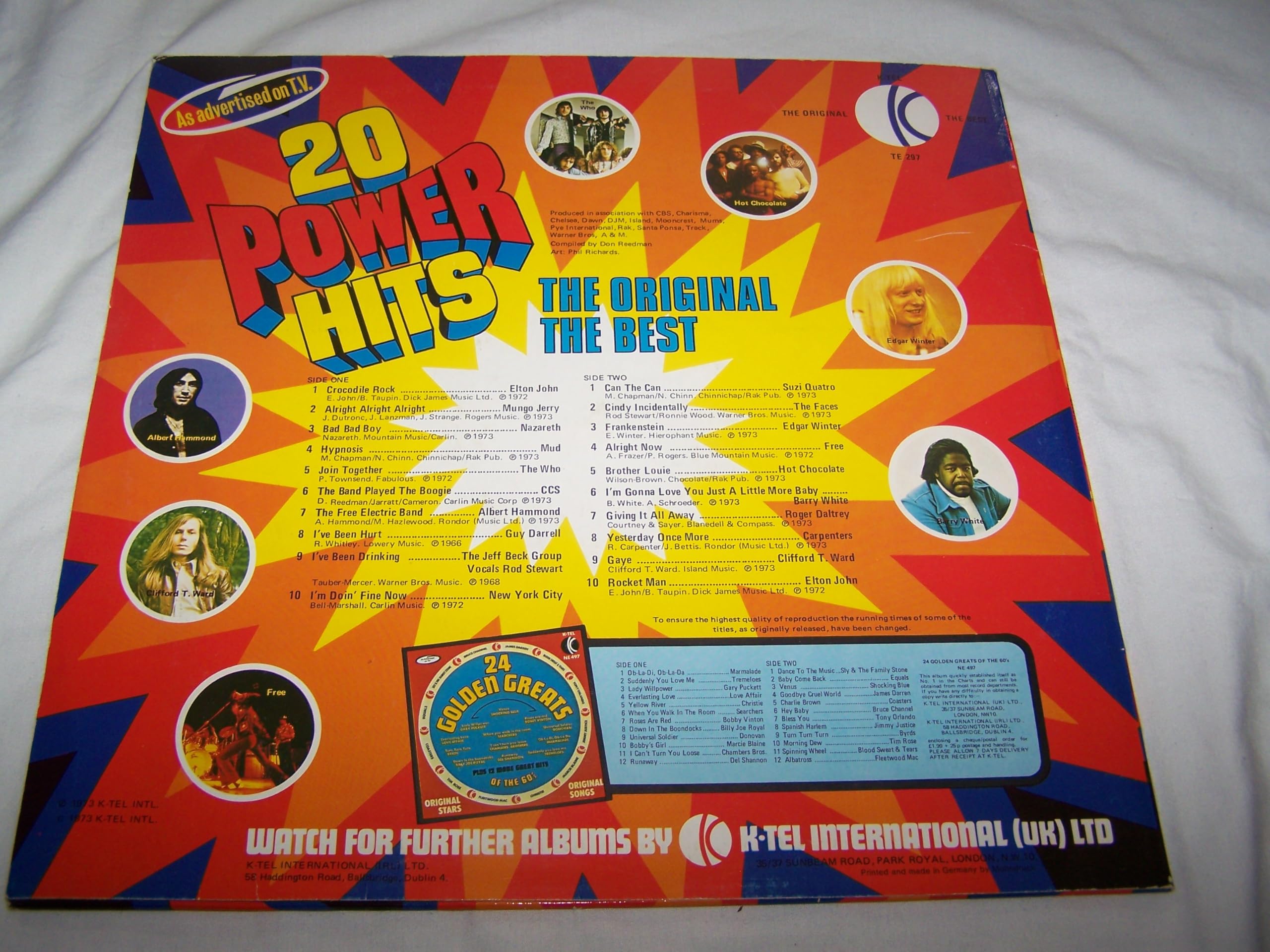 20 Power Hits - K-Tel TE 297 & TE 497 - Classic Music Compilation Album - Perfect for Parties, Workouts, and Road Trips