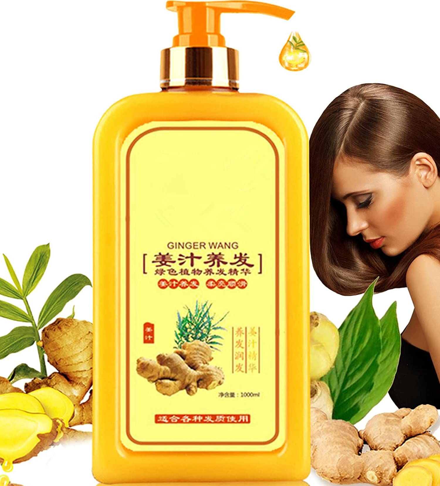 500ml Ginger Hair Regrowth Shampoo for Women & Men - Anti Hair Loss & Stimulating Growth with Natural Ginger Extract | Daily Use for Thicker, Healthier Hair at Home & Salon