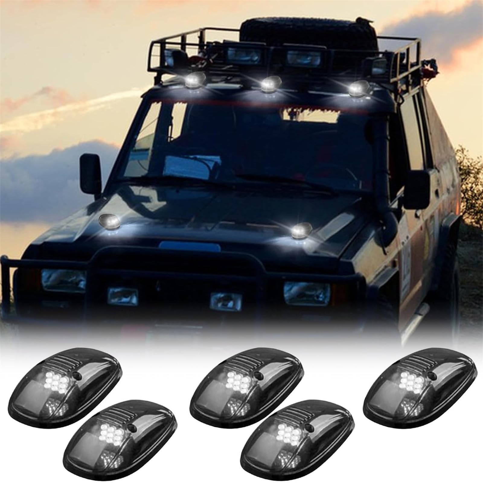2024 Wireless Solar Cab Lights for Trucks - No Drill Installation, Universal LED Cab Marker Lights | Durable & Weatherproof for Pickup Trucks, Semi Trucks & Work Vehicles (Day & Night Visibility)