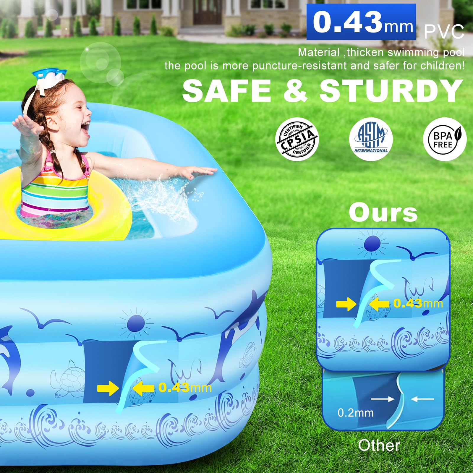 Solar-Powered Inflatable Pool with LED Lights – 105