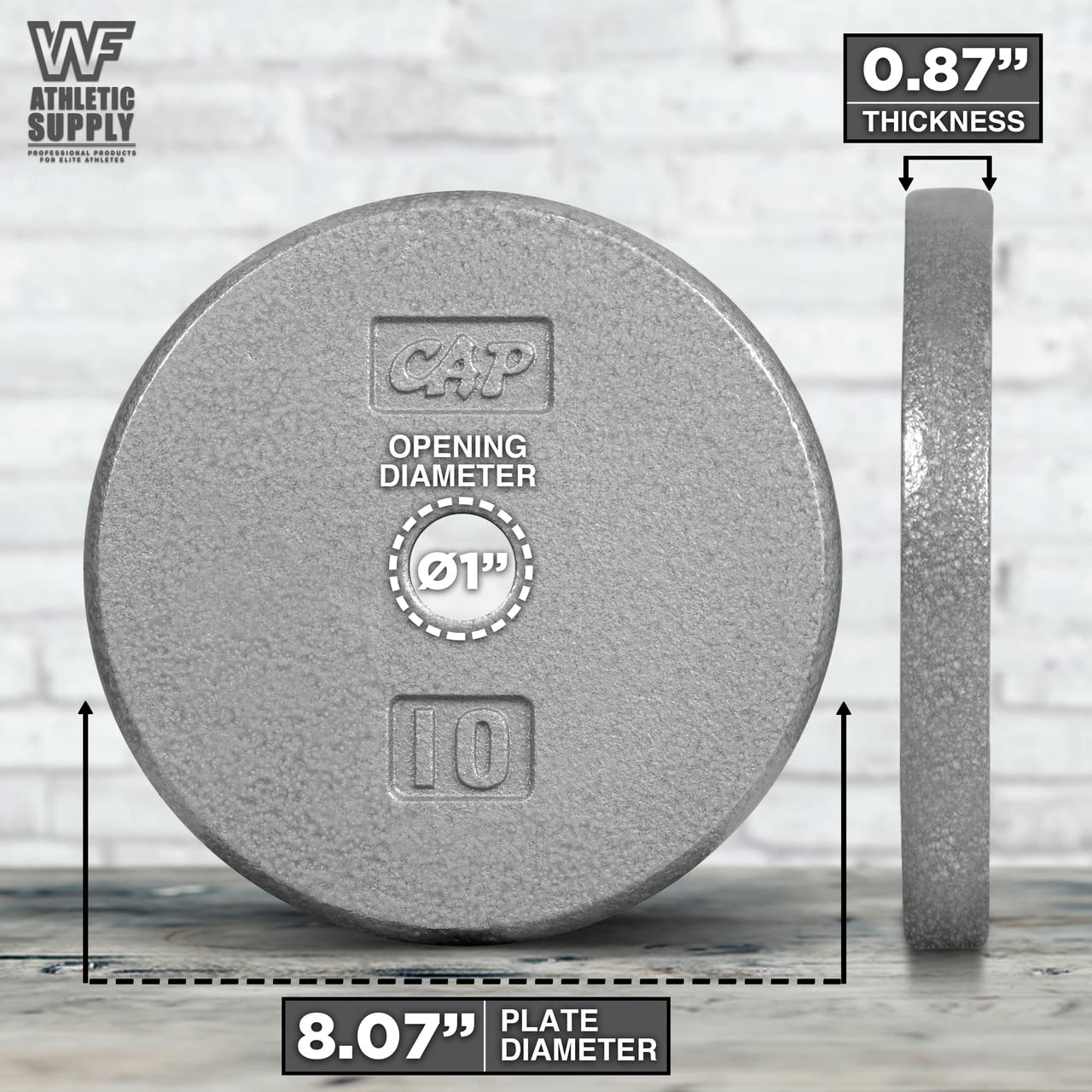 CAPHAUS Grey Standard Solid Cast Iron Weight Plates 1-inch Center Hole for Standard Barbell & Dumbbell Handles - 1.25LB to 50LB Options for Home Gym, Strength Training & Weightlifting Workouts