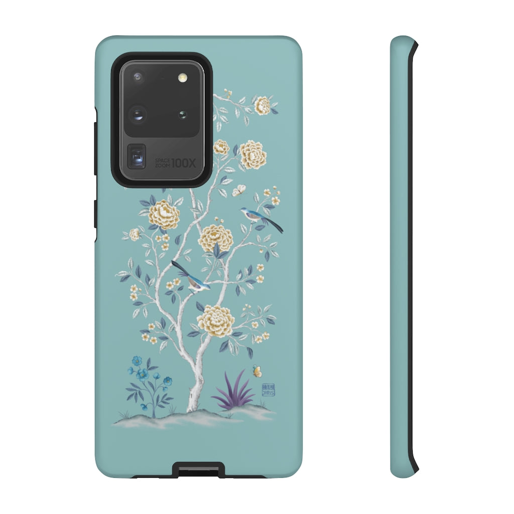 Stylish Teal Peony Tree Phone Case - Durable Protective Cover for iPhone & Samsung | Perfect for Everyday Use, Travel & Gifts