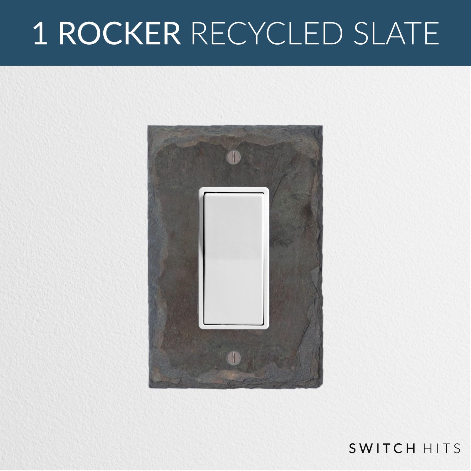 Decorative Recycled Vermont Slate Electrical Switch Plate Outlet Wall Plate - 1 Gang GFCI Rocker, Decora Single Light Switch Cover (3.25” W x 5” H) - Perfect for Home Renovation & Interior Design Projects