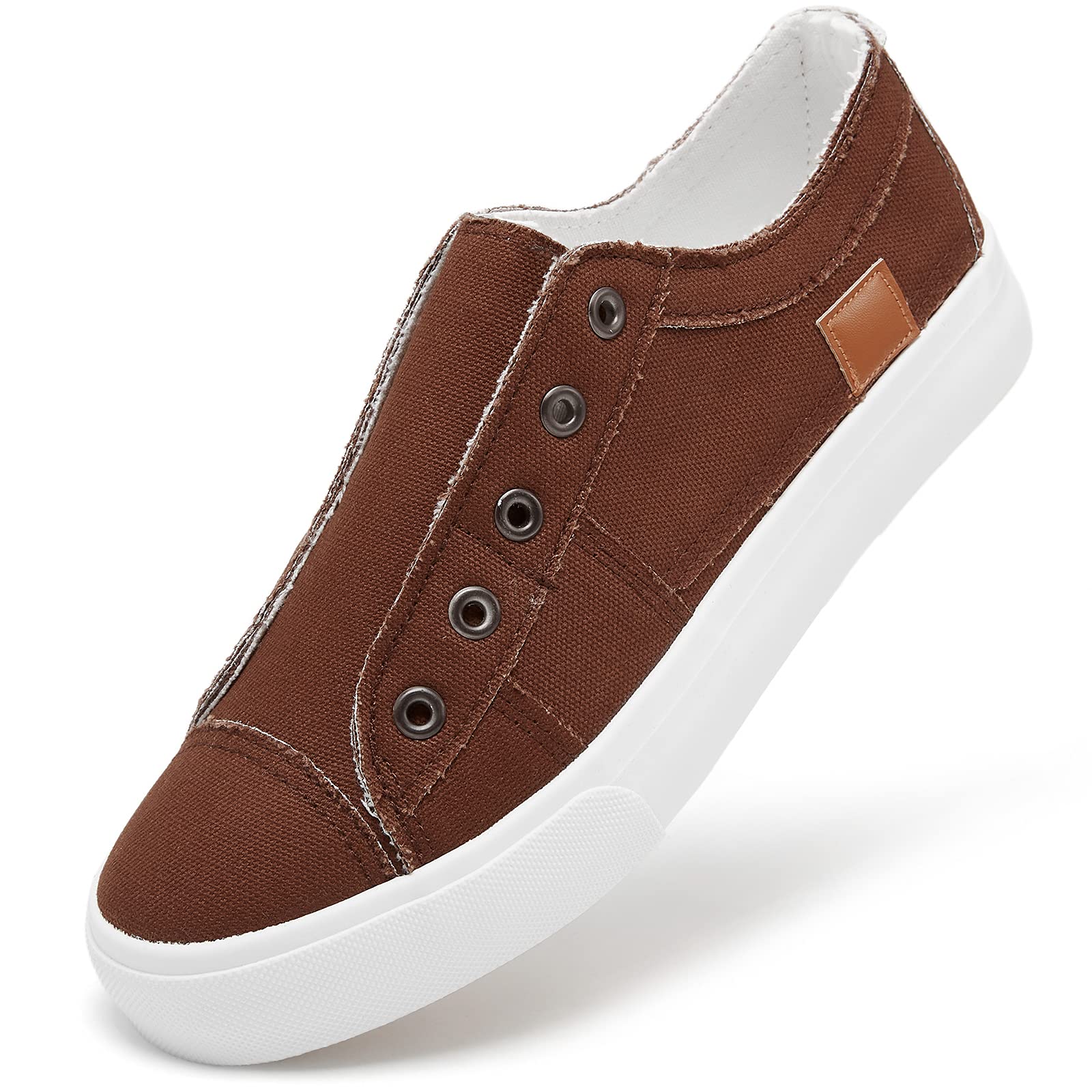 Women's Slip-On Non-Slip Canvas Sneakers - Comfortable Low Top Casual Shoes for Walking, Travel & Everyday Wear