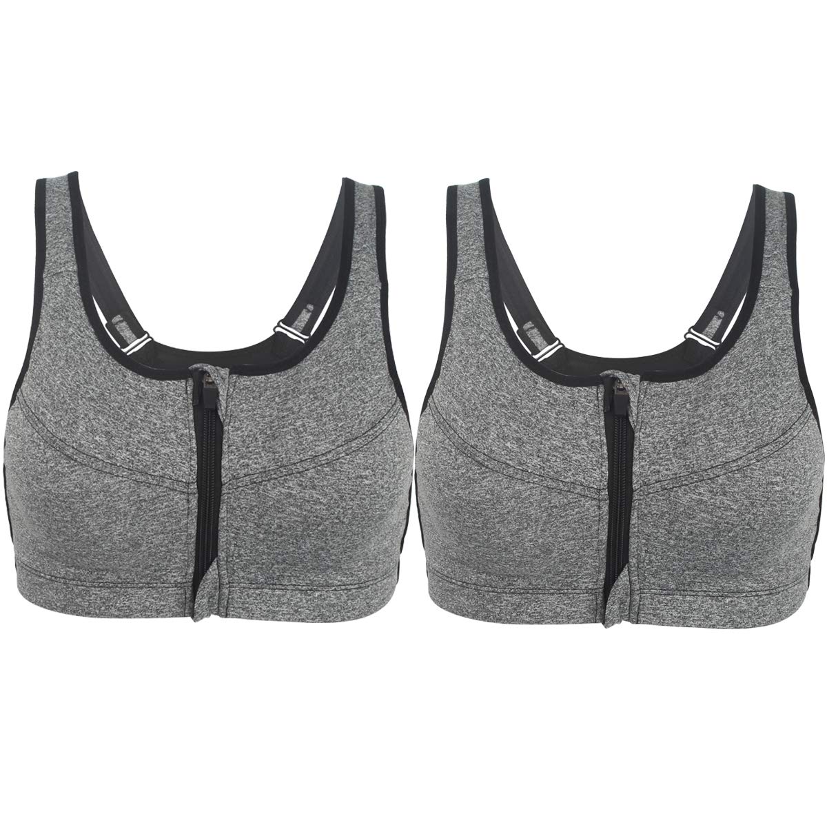 CAREONLINE Women's Zip Front Sports Bra - Wireless Padded Workout Yoga Bras for Running, Gym & Active Lifestyle
