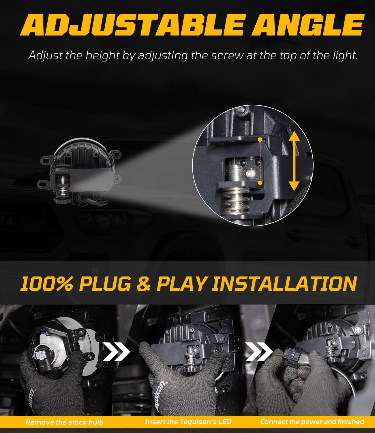 60W High Power LED Fog Light Assembly - Flood Beam Auxiliary Light with Built-In Mounting Brackets | 1:1 Plug-N-Play OEM Replacement Kit for 2012-2022 Tacoma, 2014-2022 4Runner, 2014-2021 Tundra, 2007-2018 Camry (Pack of 2) | Enhanced Night Driving Visibility & Off-Road Safety