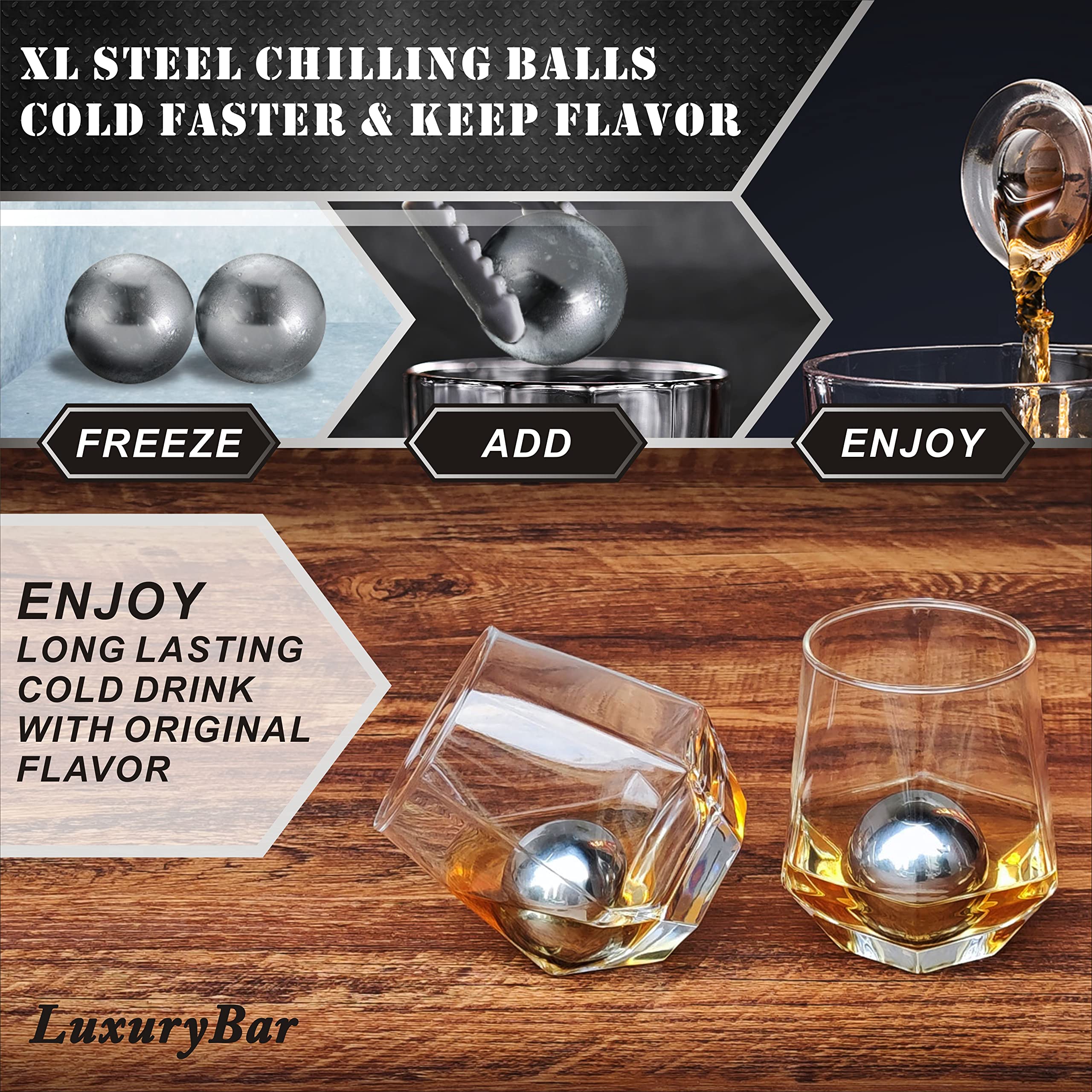 Premium Diamond-Cut Whiskey Decanter Set with ChillBall & Tray - Elegant Bourbon Liquor Dispenser - Perfect Gift for Men - Ideal for Home Bars, Dinner Parties & Whiskey Tasting Events