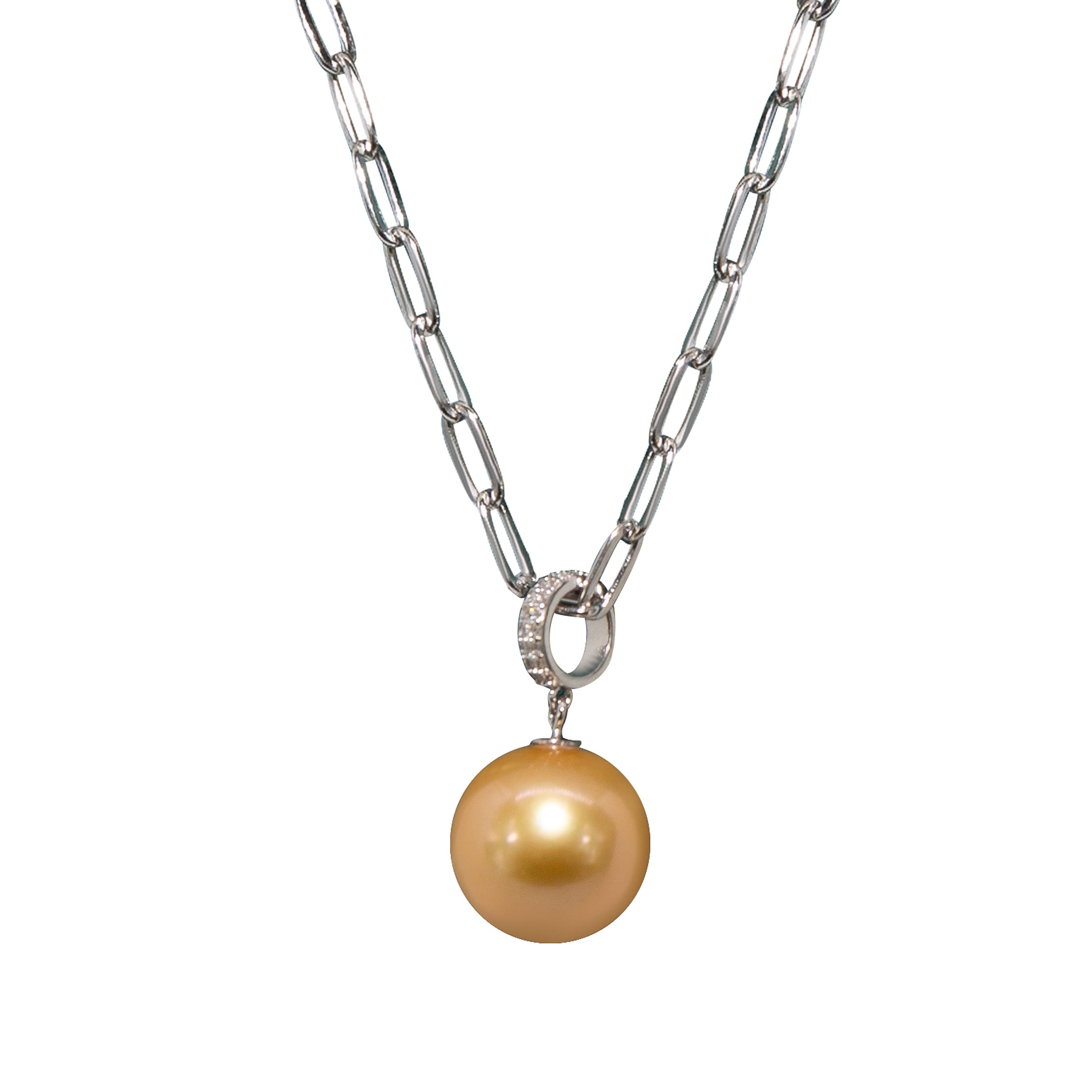 Elegant Gold Pearl Chain Necklace with Luminance - Perfect for Weddings, Parties & Special Occasions