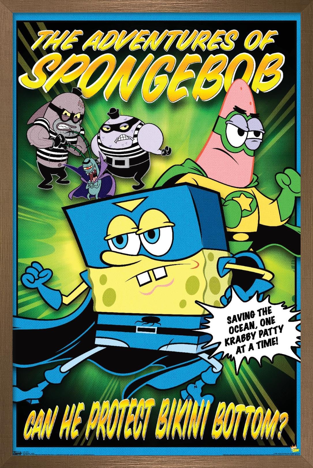Trends International Nickelodeon SpongeBob SquarePants Funny Wall Poster - 14.725 x 22.375 Inches, Bronze Framed Art Print - Perfect for Kids' Room Decor, Office Humor & SpongeBob Fan Gifts