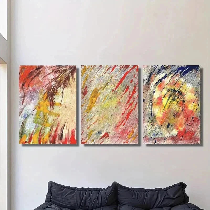 3-Piece Abstract Color Splash Wall Art Set - Framed Canvas Paintings 40x60cm (16x24in) | High-Quality Australian-Made Home Decor | Perfect for Living Room, Bedroom & Office Decoration