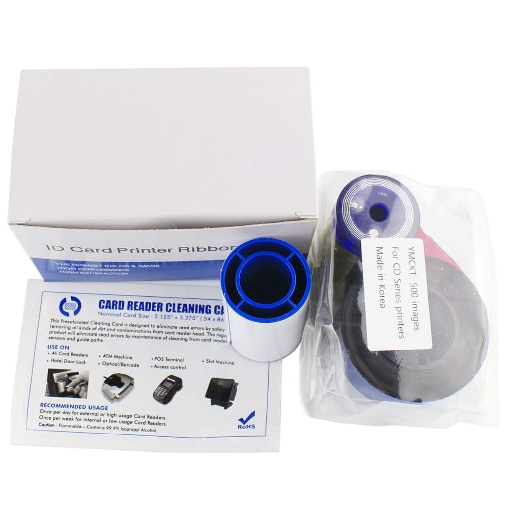 YMCKT Printer Ribbon for Datacard 535000-003 | Compatible with Datacard CP/CD Series | Includes Cleaning Card & Roller | Ideal for ID Card Printing & Office Use