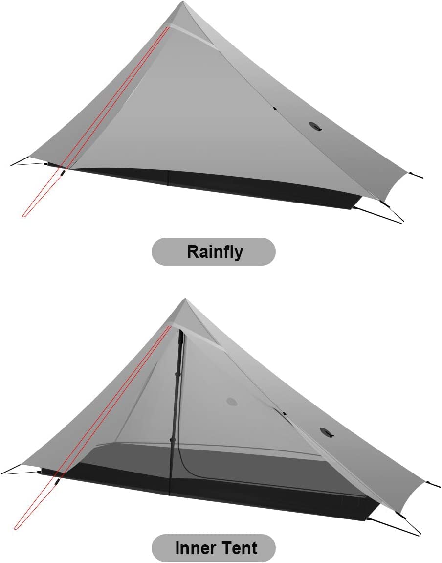 KIKILIVE LanShan Ultralight Backpacking Tent - 1 & 2 Person Lightweight Camping Tent for Hiking, Backpacking & Outdoor Adventures - Perfect for Solo Travelers & Couples
