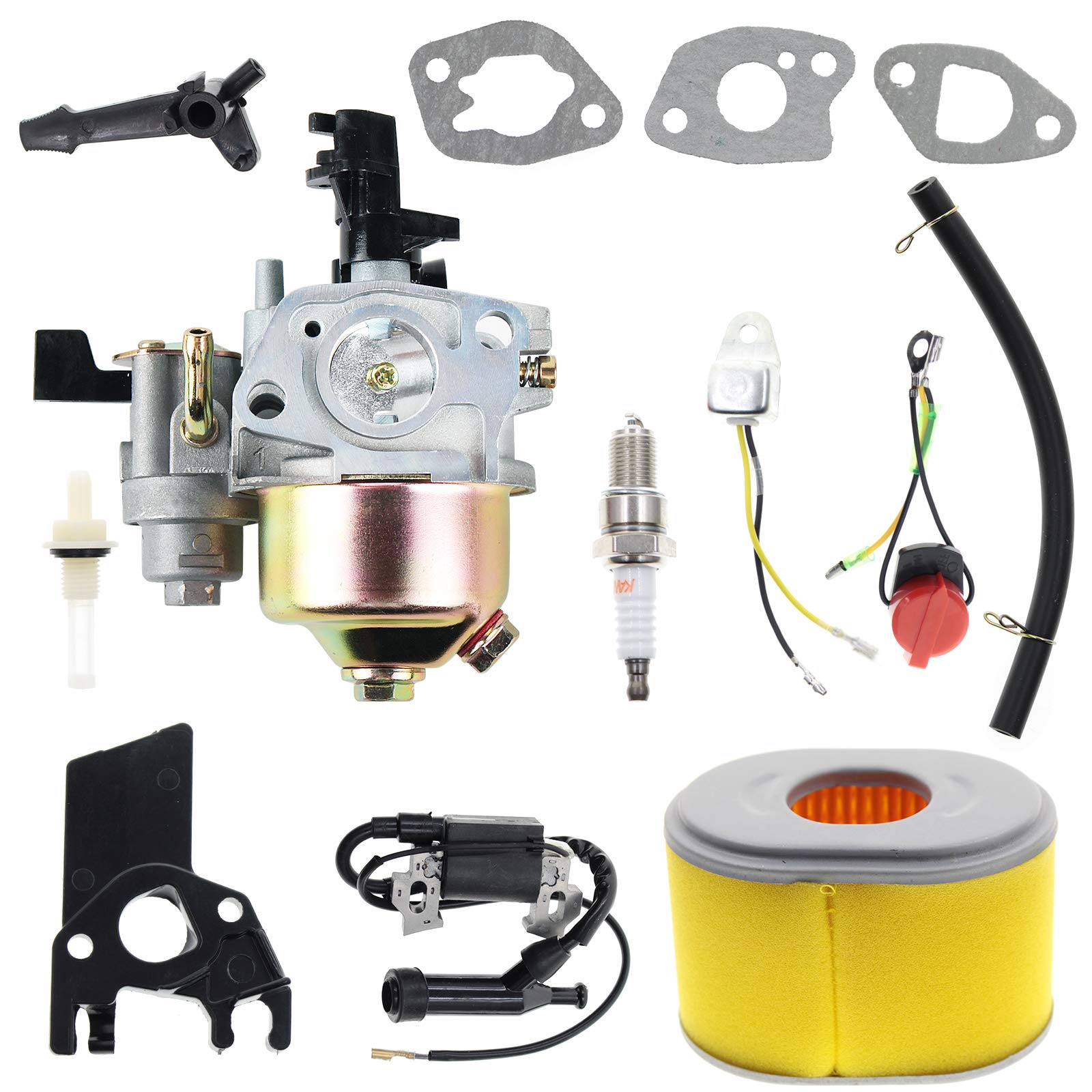 GX160 Carburetor Kit Compatible with Honda GX120 GX140 GX160 GX200 5.5HP 6.5HP Generator Engine - Includes Ignition Coil 16100-ZH8-W61 16100-ZE1-825 - Perfect for Engine Repair & Maintenance