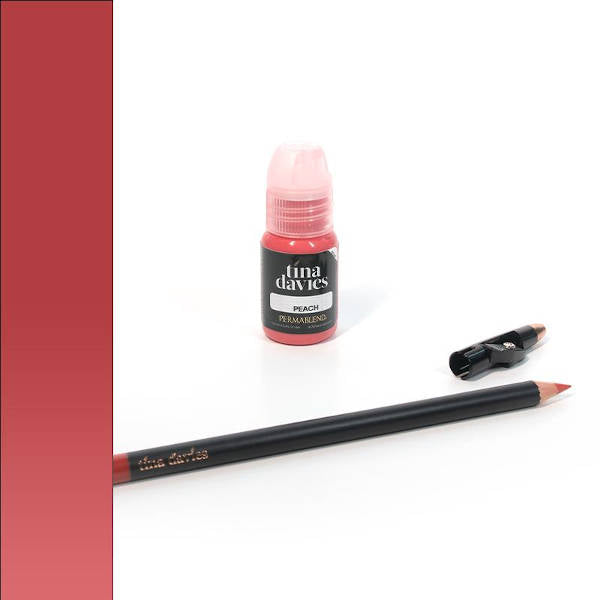 Perma Blend Tina Davies Peach Pencil & Pigment - Semi-Permanent Makeup for Eyebrows & Lips | Perfect for Microblading, Ombre Brows & Lip Blushing | Salon & Home Use