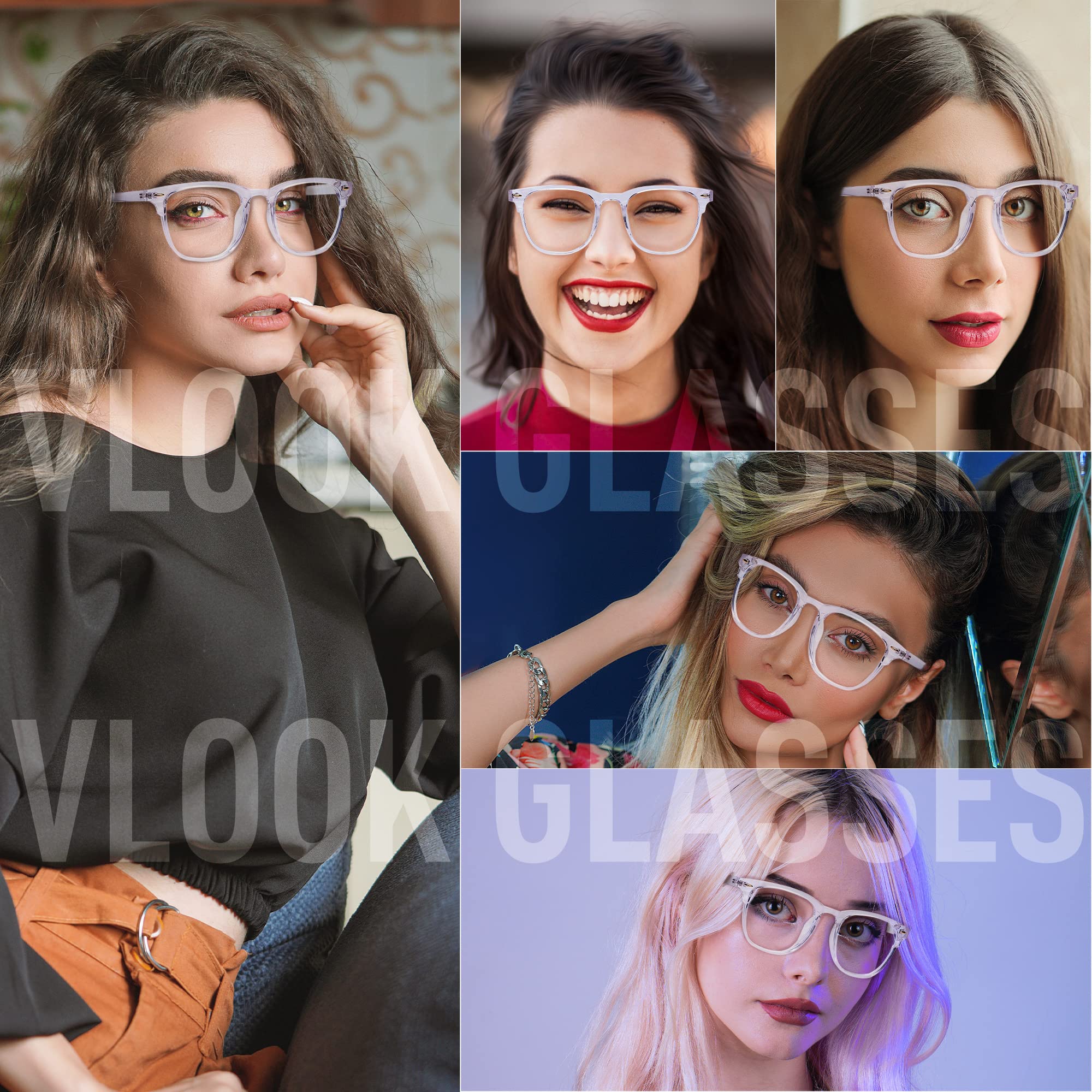 VLOOK Blue Light Blocking Glasses for Men - HD Clear Computer & Gaming Glasses with TR90 Square Frame, Anti-Eyestrain, UV400 Protection (Transparent) - Perfect for Office Work, Gaming & Screen Time