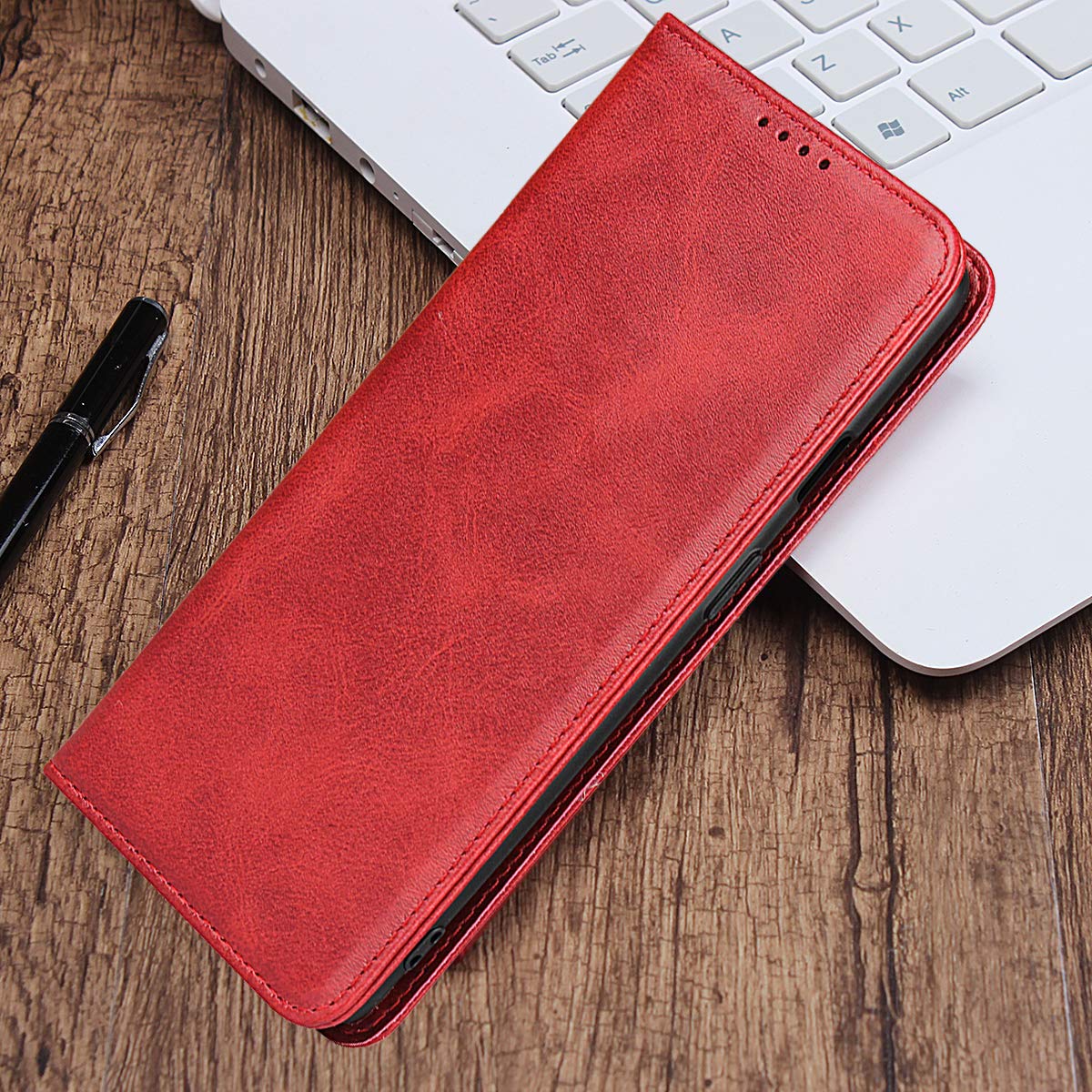 Premium PU Leather Magnetic Wallet Case for Samsung Galaxy A10e - Flip Cover with Card Slots & Kickstand (Wine Red) | Perfect for Everyday Use, Travel & Hands-Free Viewing