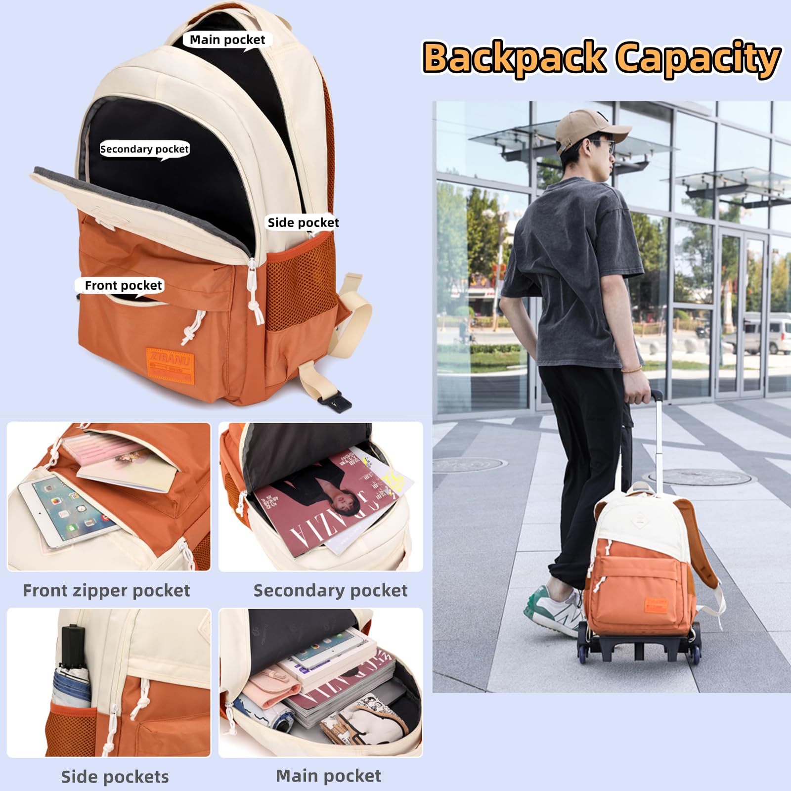 Rolling Backpack for Kids - Wheeled School Book Bag with Handle for Boys & Girls, Durable Travel Luggage Trolley for Elementary Students | Perfect for School, Travel & Daily Commute