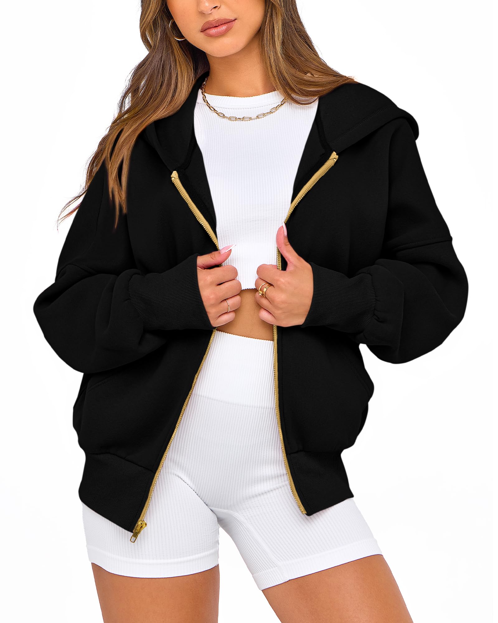 BTFBM Women's Zip Up Hoodies - Long Sleeve Fleece Sweatshirt | Y2K Hooded Jacket for Fall Winter 2025 | Trendy Streetwear for Casual Outfits, Gym & Travel
