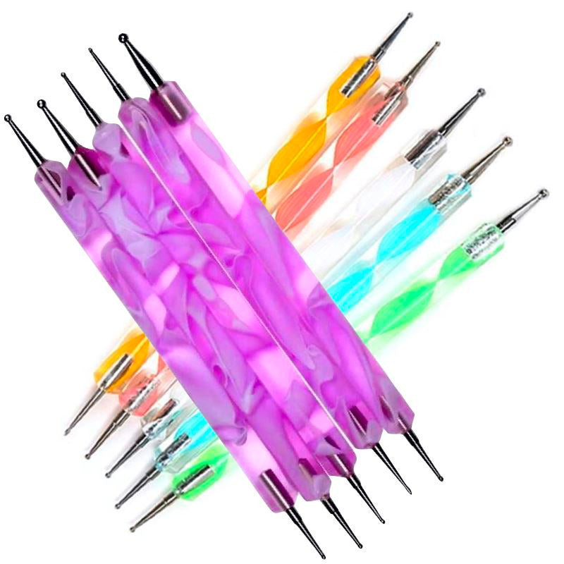 5-Piece Dual-Ended Nail Dotting Tools Set for Nail Art Designs - Perfect for DIY Manicures, Salon Use & Professional Nail Artists