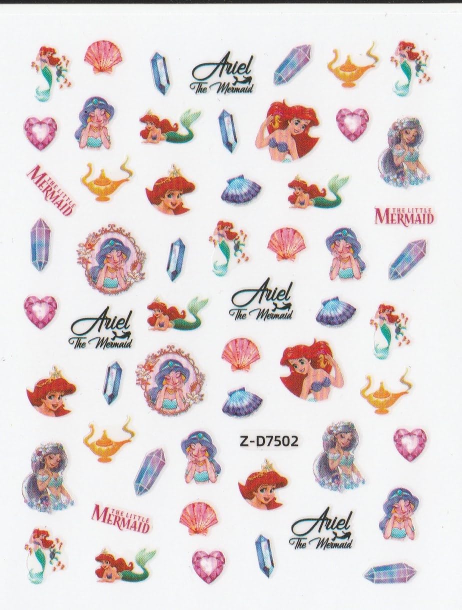 3D Self-Adhesive Nail Art Stickers - Ariel D7502 | Easy DIY Nail Decals for Home, Salon & Party | Waterproof Nail Stickers for Women & Girls